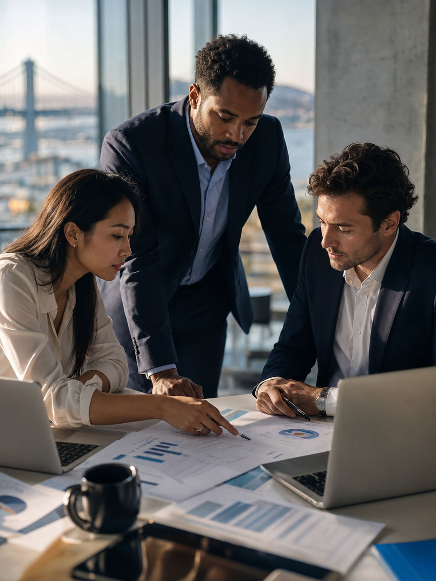 A group of CountWorks finance professionals collaborating